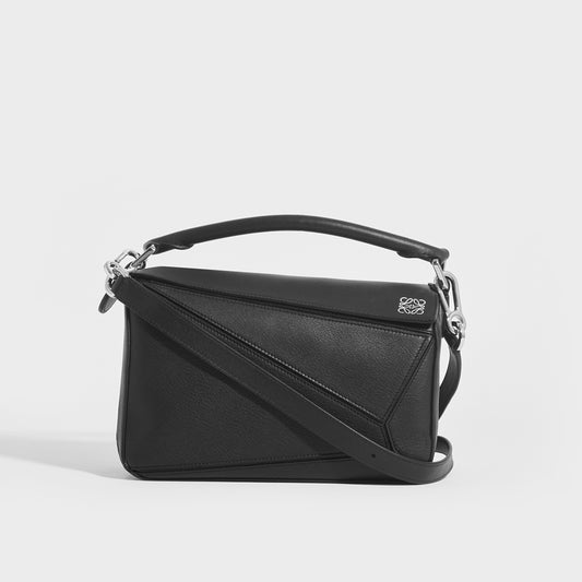 Small Puzzle Bag in Black Smooth Leather