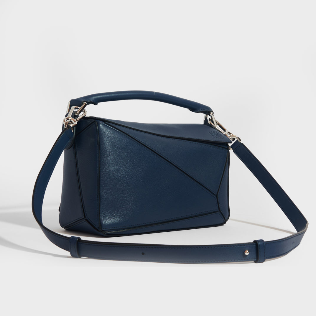 Puzzle Small Smooth Leather Bag in Ocean