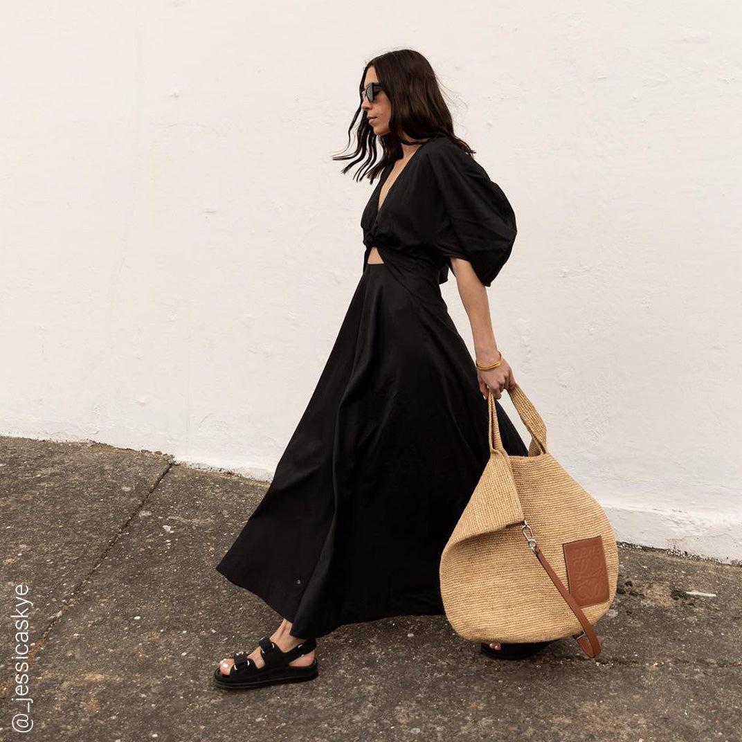 LOEWE, Slit Large Raffia Tote in Tan