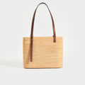 Small Leather and Raffia Tote in Natural & Pecan