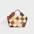 Woven Upcycled-Leather Basket Bag in Brown and Tan