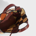 Woven Upcycled-Leather Basket Bag in Brown and Tan