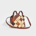 Woven Upcycled-Leather Basket Bag in Brown and Tan