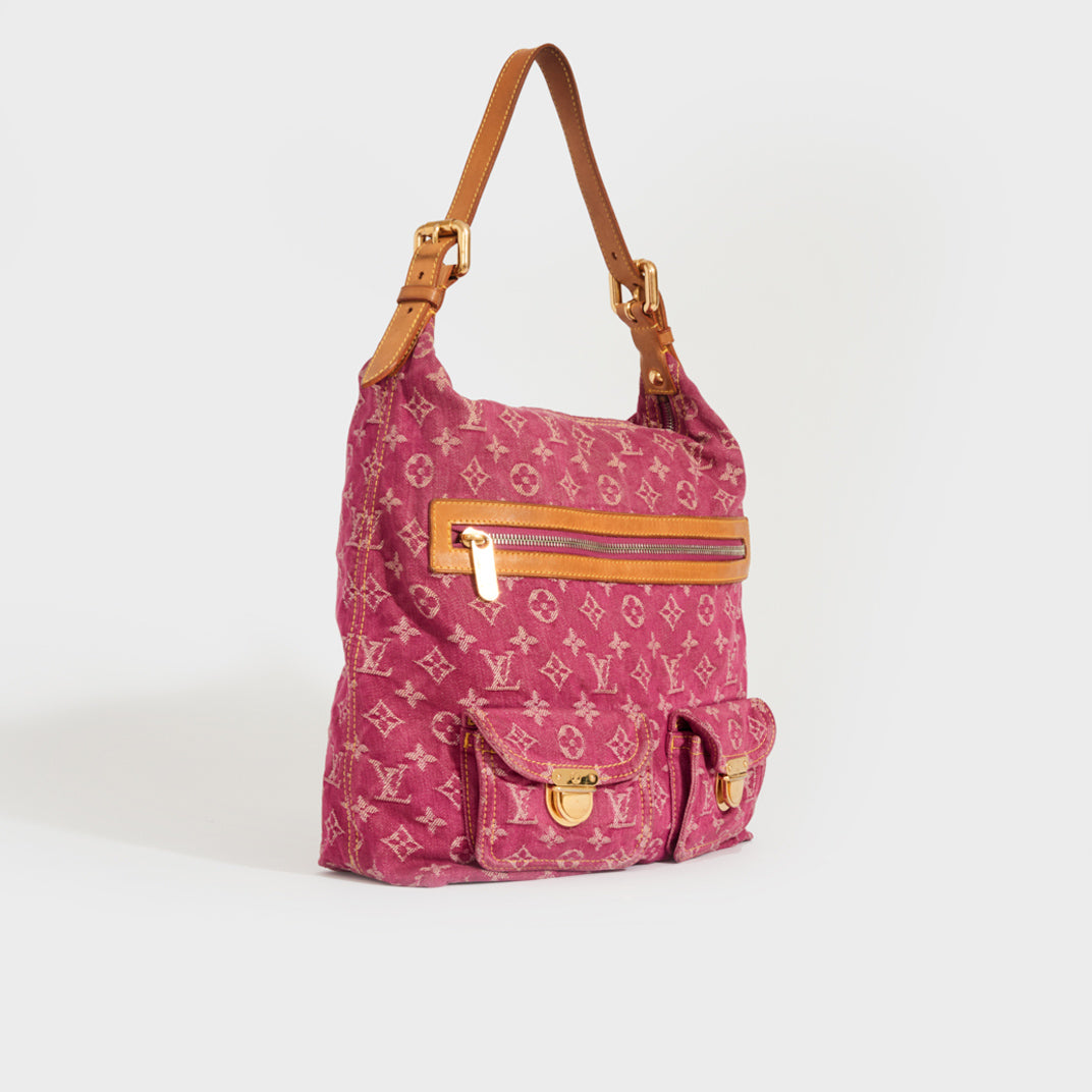 Monogram Denim Baggy GM Shoulder Bag in Fuschia 2008