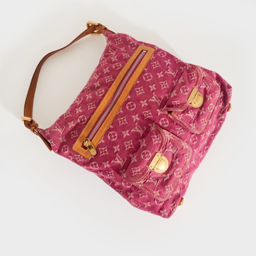 Monogram Denim Baggy GM Shoulder Bag in Fuschia 2008
