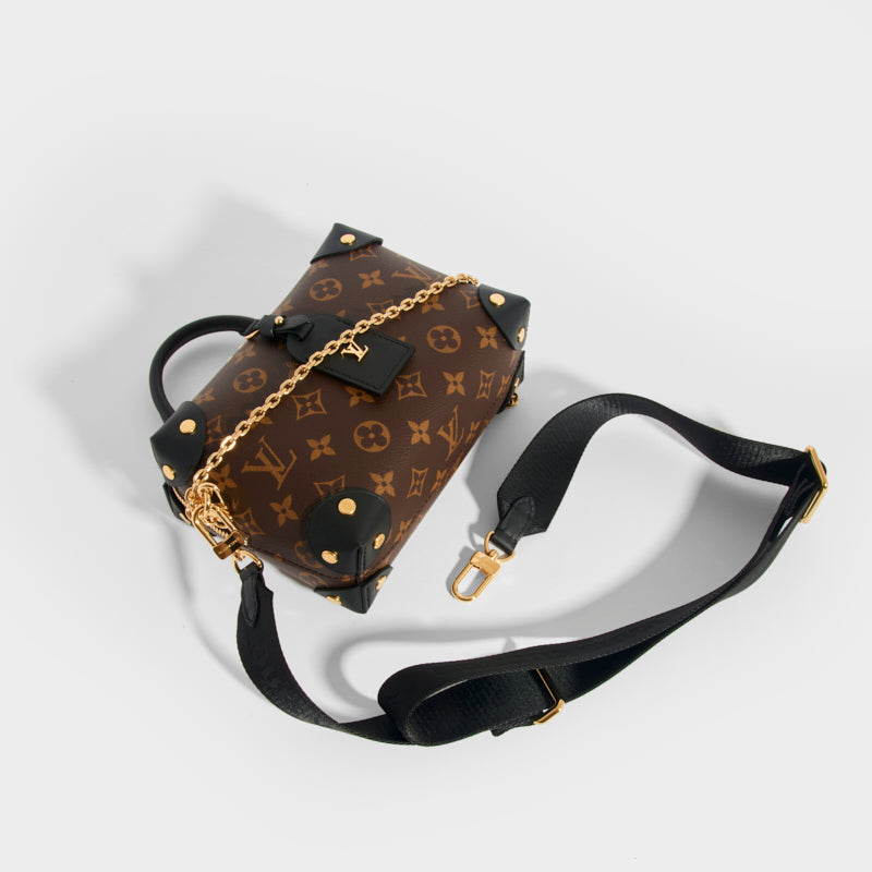 Petite malle souple leather handbag Louis Vuitton Black in Leather