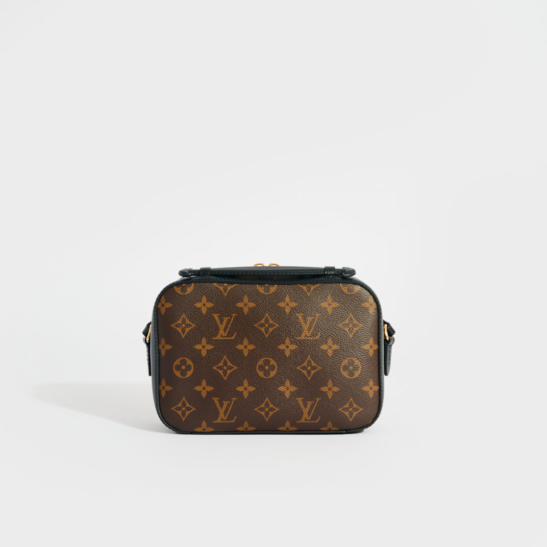 Saintonge Shoulder Bag in Monogram Canvas and Black Leather