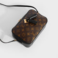 Saintonge Shoulder Bag in Monogram Canvas and Black Leather