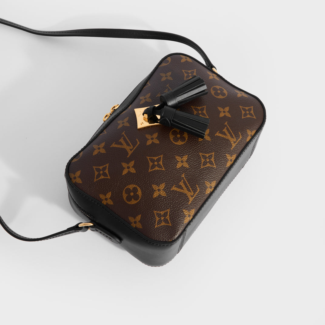 Saintonge Shoulder Bag in Monogram Canvas and Black Leather