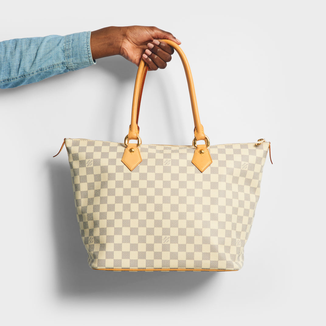 LOUIS VUITTON Damier Azur Saleya MM Ivory-Blue Canvas Tote Bag