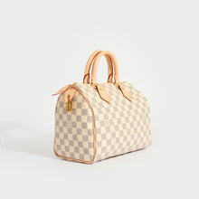 Load image into Gallery viewer, Side view of the LOUIS VUITTON Speedy 25 in Damier Azur Canvas 2012