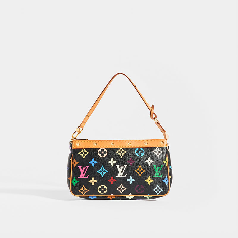 Front of LOUIS VUITTON x Takashi Murakami Pochette in Black Multi