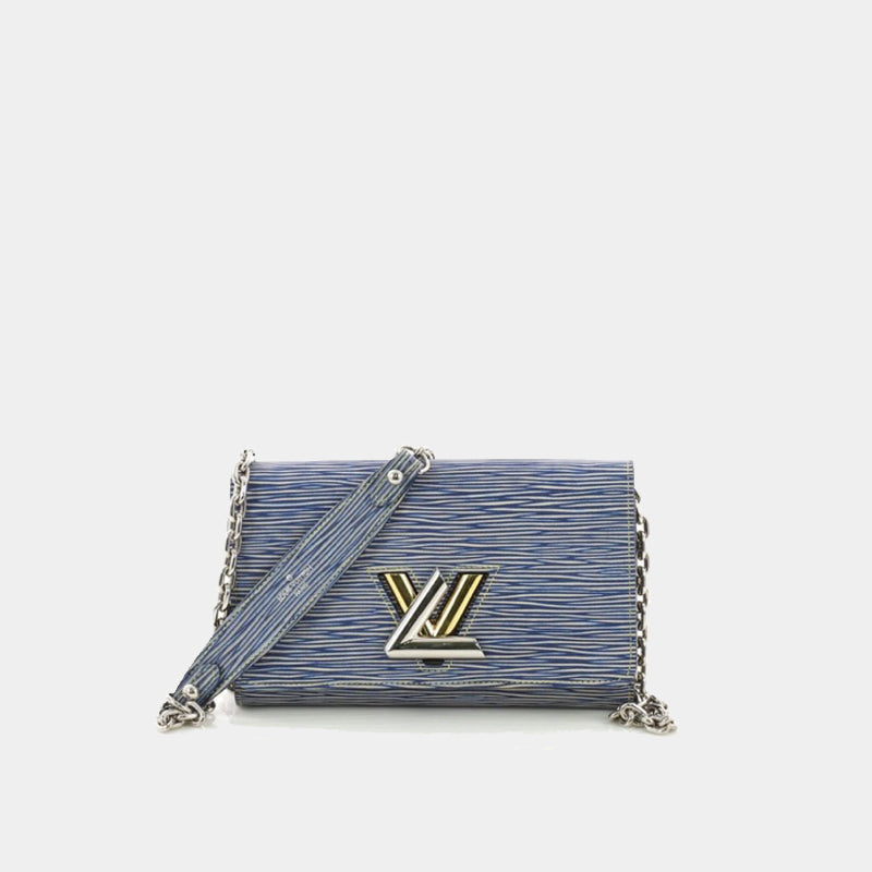 Louis Vuitton - Authenticated Twist Belt Wallet on Chain Handbag - Leather Blue Striped for Women, Very Good Condition