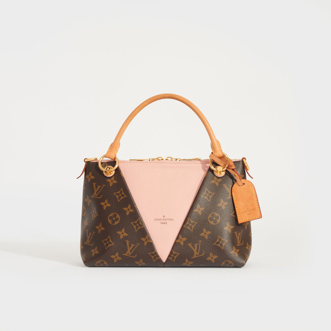 LOUIS VUITTON V Tote BB in Monogram Canvas and Pink Leather