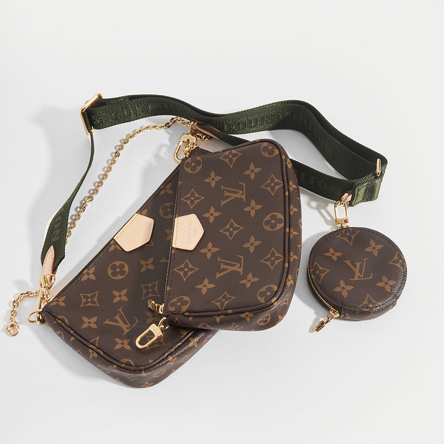 Multi Pochette Accessories Bag with Khaki Strap