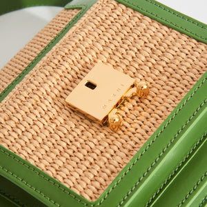 MARNI Mini Raffia Trunk Crossbody Bag in Green