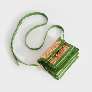 MARNI Mini Raffia Trunk Crossbody Bag in Green