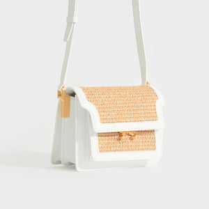 MARNI Mini Raffia Trunk Crossbody Bag in White