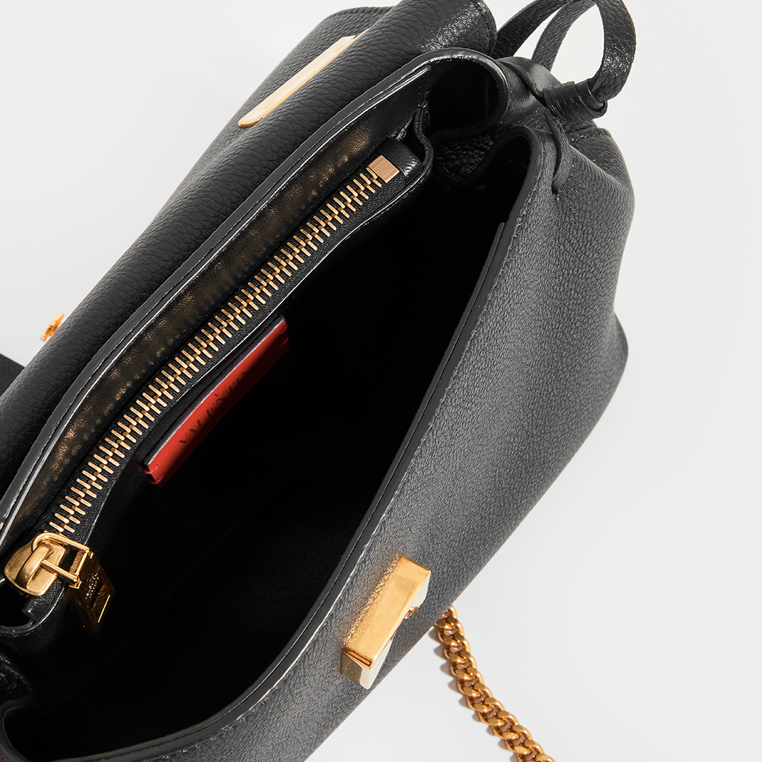 Garavani VRING Small Shoulder Bag in Black Leather