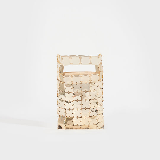 Front view of the PACO RABANNE 1969 Chainmail Shoulder Bag in Gold