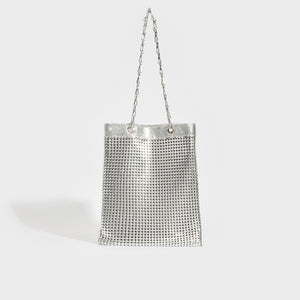 PACO RABANNE Mesh Pixel Tote Bag in Silver