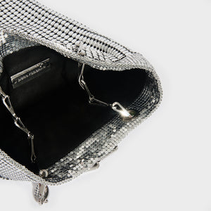 RABANNE Mesh Pixel Tote Bag in Silver