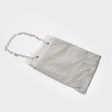 Load image into Gallery viewer, RABANNE Mesh Pixel Tote Bag in Silver
