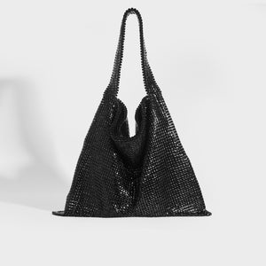 Front view of the PACO RABANNE Pixel Mesh Moyen Shoulder Bag in Black