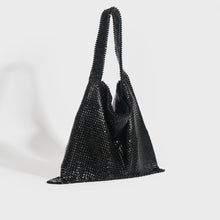 Load image into Gallery viewer, Side vie of the PACO RABANNE Pixel Mesh Moyen Shoulder Bag in Black