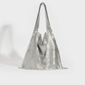 Pixel Mesh Moyen Shoulder Bag in Silver