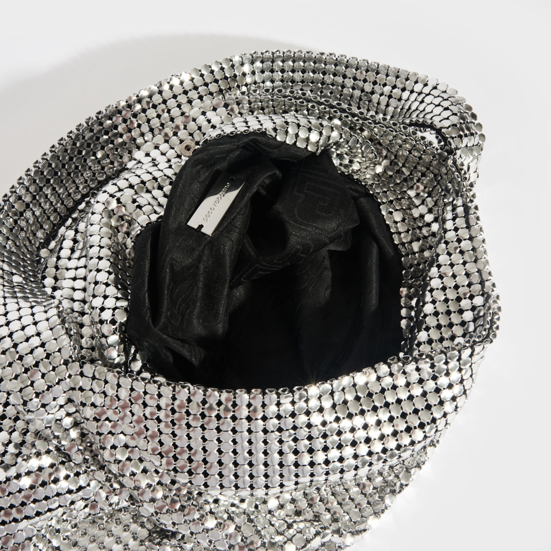 Pixel Mesh Moyen Shoulder Bag in Silver