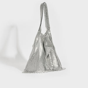 RABANNE Pixel Mesh Moyen Shoulder Bag in Silver