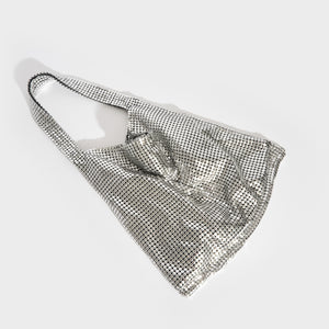 RABANNE Pixel Mesh Moyen Shoulder Bag in Silver