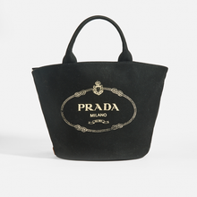 Load image into Gallery viewer, Front view of the PRADA Gardener Tote in Black