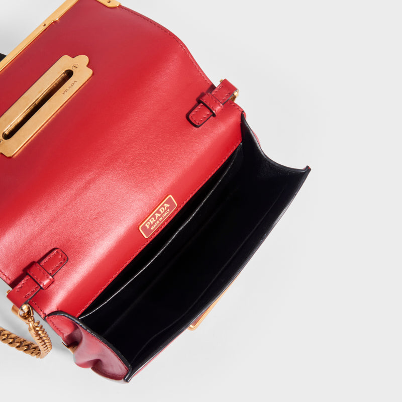 Prada Cahier Saffiano Mini Cross-body Bag in Red