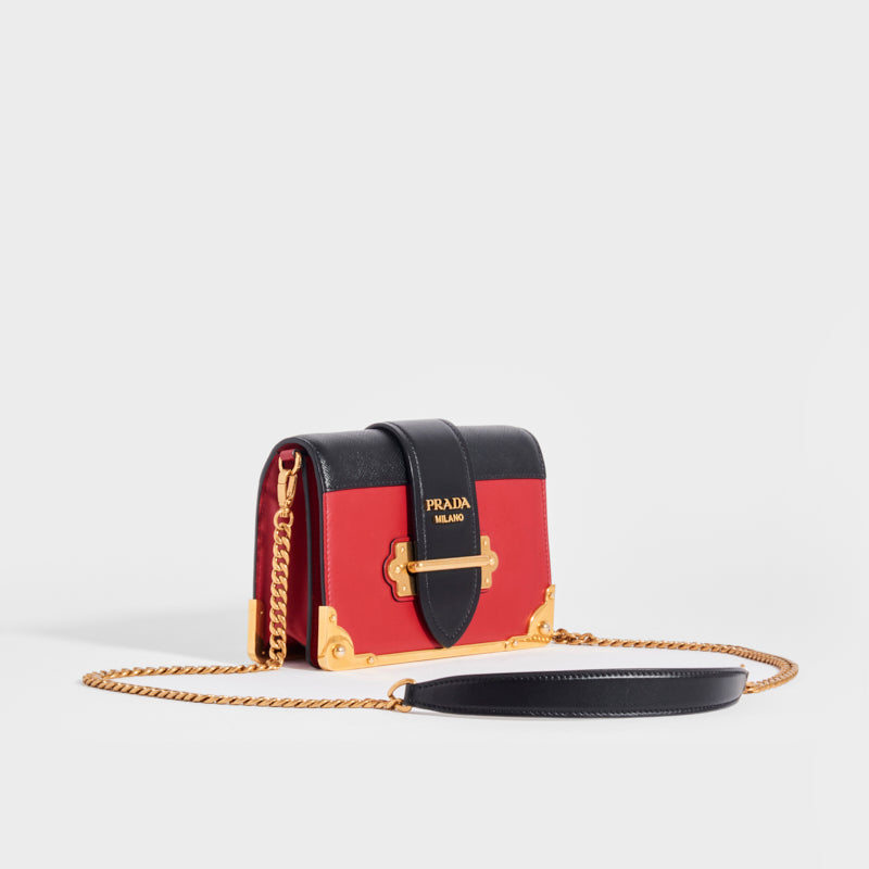 Side view of the PRADA Cahier Leather Crossbody Bag