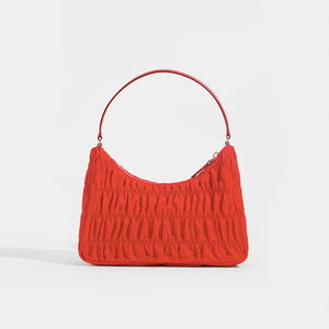 PRADA Ruched Hobo Bag in Red Nylon - Rear View