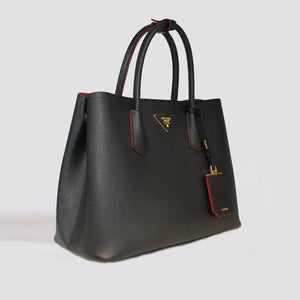 PRADA Double Tote Bag in Black Saffiano Leather