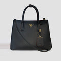 Double Tote Bag in Black Saffiano Leather