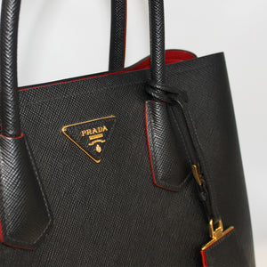 PRADA Double Tote Bag in Black Saffiano Leather
