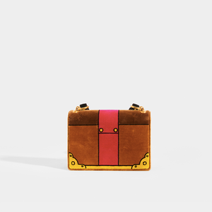 PRADA Cahier Cross Body Bag in Brown Velvet