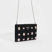 Load image into Gallery viewer, PRADA Catene Crystal Embellished Padded Nylon Clutch in Black