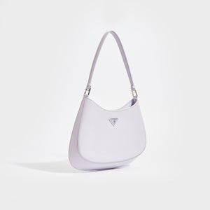 Side view of the PRADA Cleo Brushed Leather Shoulder Bag in Glicine