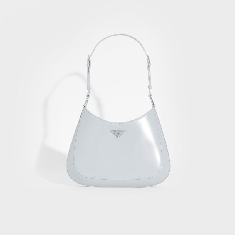 PRADA Cleo Spazzolato Leather Shoulder Bag in Cornflower Blue COCOON