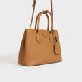 Double Tote Bag in Brown Saffiano Leather