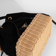 Load image into Gallery viewer, PRADA Canvas and Wicker Drawstring Bucket Bag