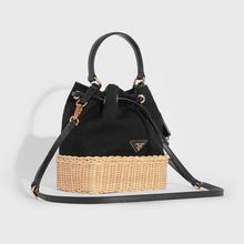 Load image into Gallery viewer, PRADA Canvas and Wicker Drawstring Bucket Bag [ReSale]