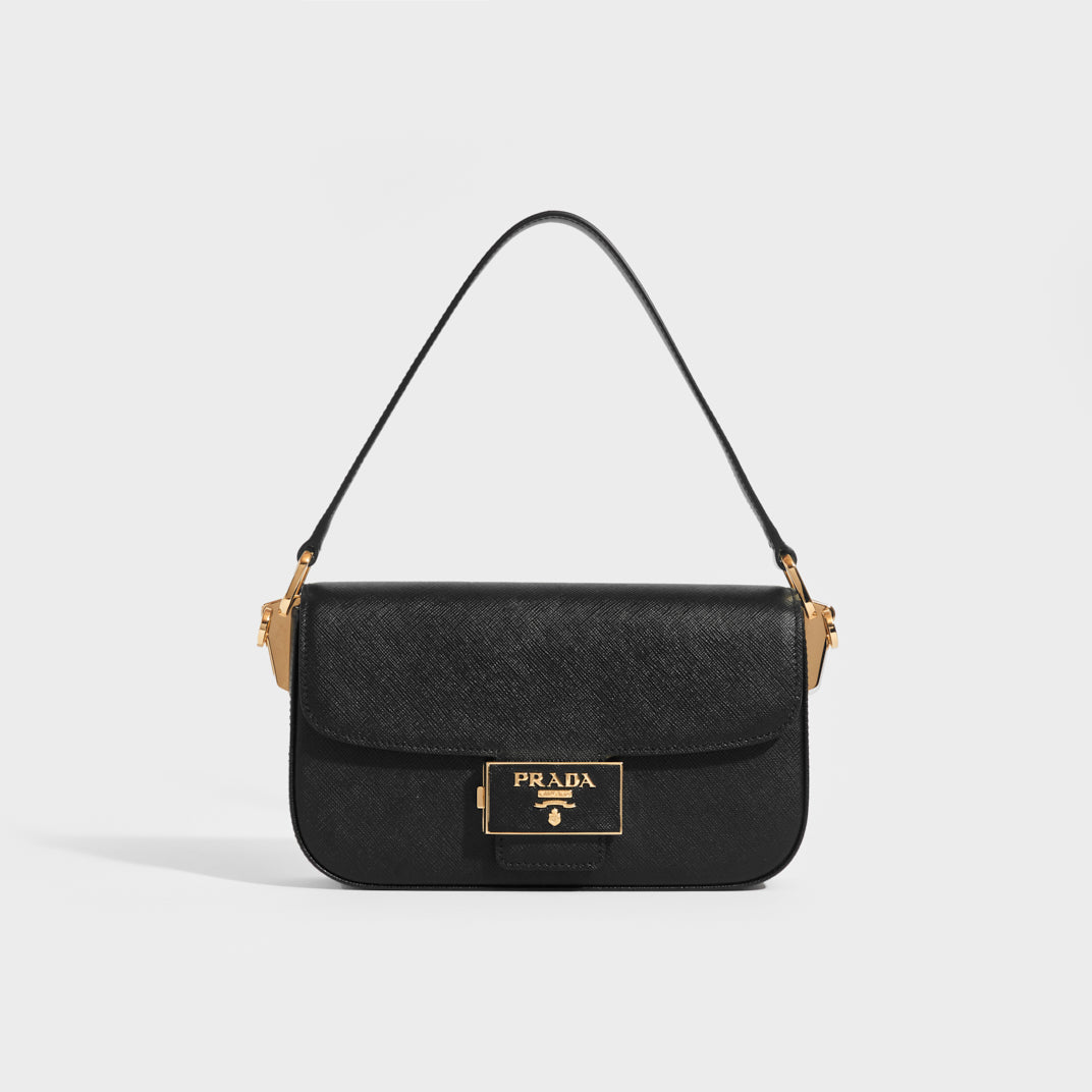 Ensemble Textured Leather Shoulder Bag in Black [ReSale]