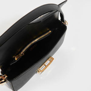 PRADA Ensemble Textured Leather Shoulder Bag in Black