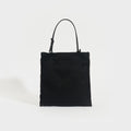 Floral-Beaded Nylon Bag in Black